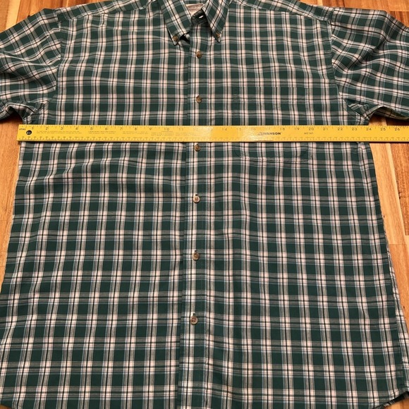 Wrangler Riata Mens Button Down Shirt Large Green Plaid Cotton Blend Western - Picture 4 of 8